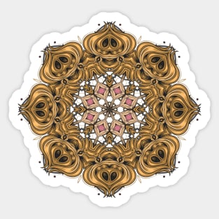 Golden Mandala art Sunflower Classic illustration, repeated pattern Sticker